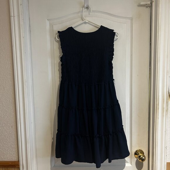 SHE + SKY Navy Blue Smocked Tiered Mini Dress – Size S (NWT) - Picture 3 of 3
